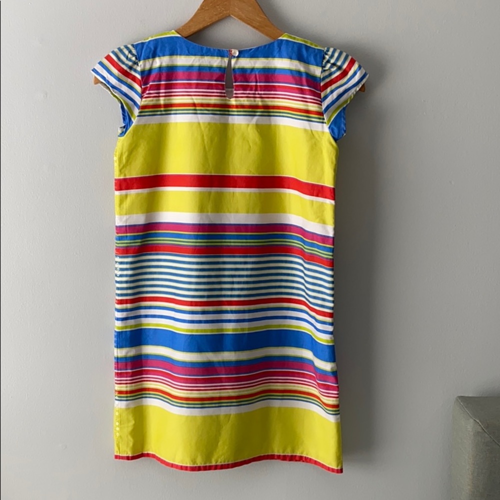 Lands' End Girls' Bright Multi-Stripe Sequin Dress - Yellow, Blue, Red, White - Picture 3 of 7